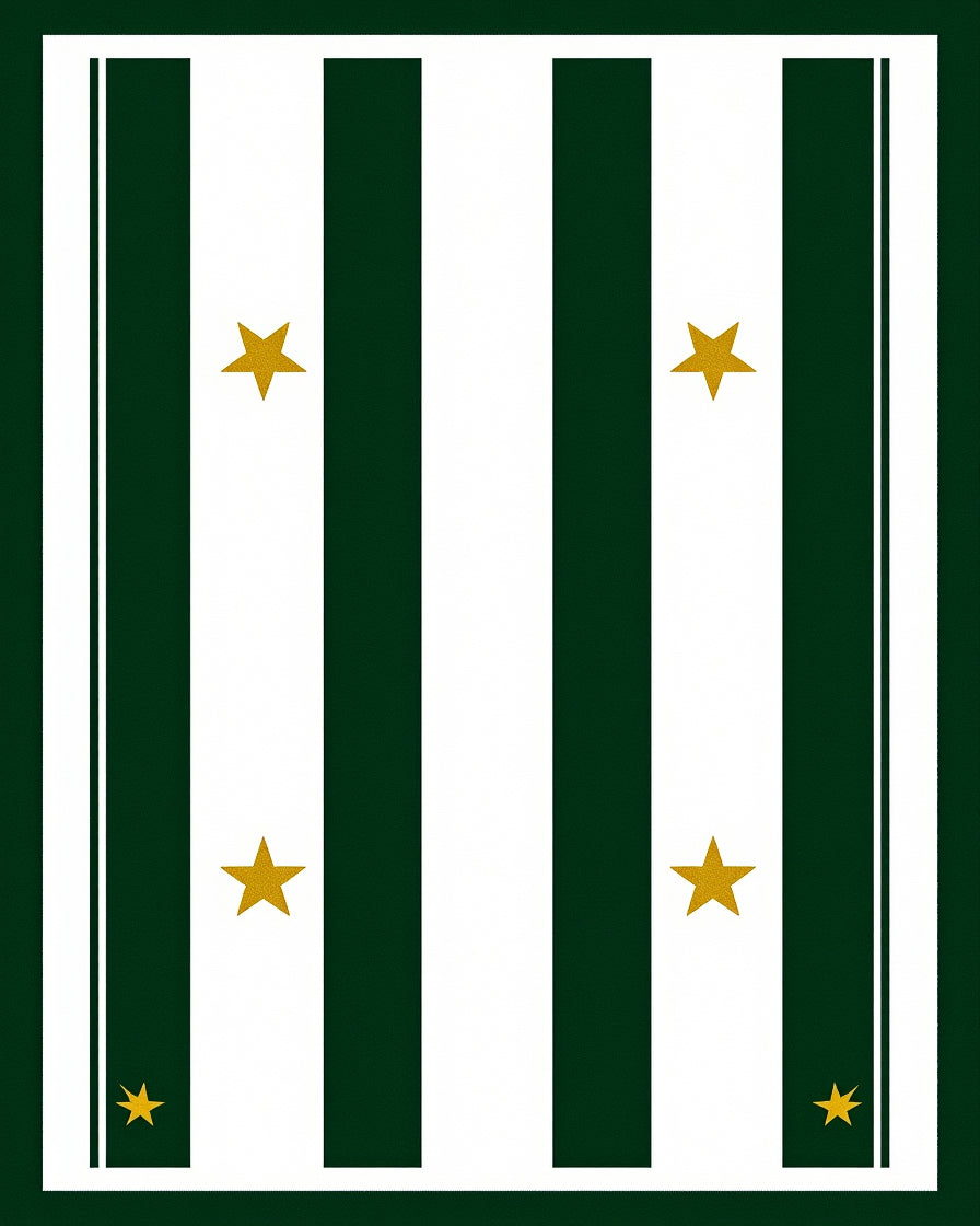 Elegant Green White Striped Star Rug