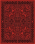 Crimson Black Ornate Scrollwork Panels Rug