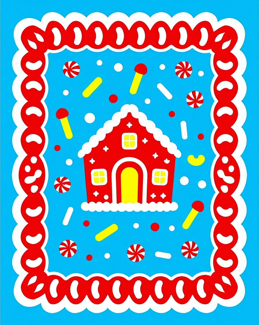 Red Gingerbread House Candy Land Rug