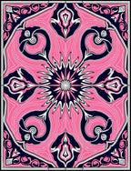 Vibrant Pink Navy Floral Medallion Rug