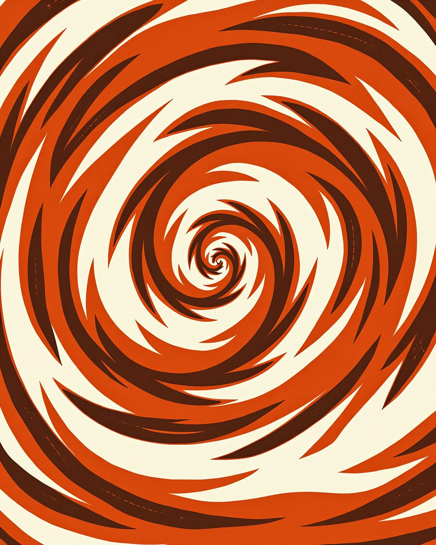 Retro Orange And Brown Swirl Rug
