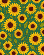 Golden Sunflower Garden On Green Rug