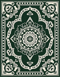 Elegant Green Ivory Medallion Rug