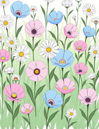 Pastel Garden Field Flower Collection Rug