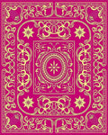 Vibrant Pink and Gold Ornate Medallion Rug