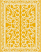 Golden Ochre Arabesque Interwoven Scrolls Rug