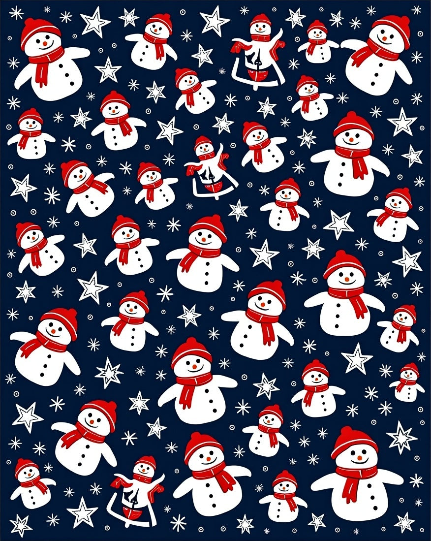 Winter Festive Snowman Stars Rug