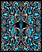 Abstract Black Blue White Swirls Rug