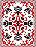Bold Red Black Botanical Accents Rug