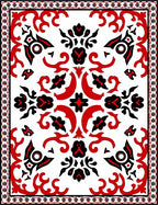 Bold Red Black Botanical Accents Rug
