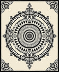 Black Cream Ornate Circular Mandala Rug