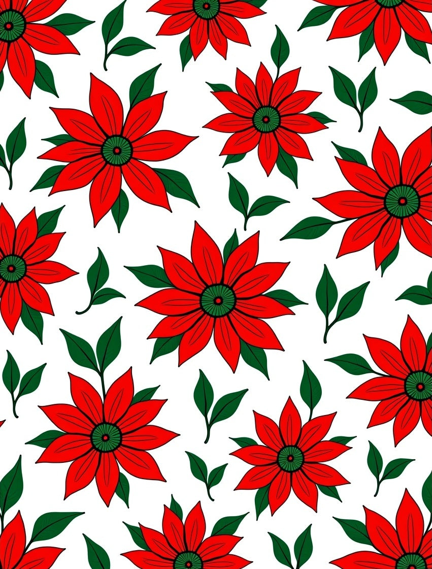 Vibrant Red Flower Garden Rug