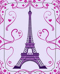 Purple Eiffel Tower Floral Swirl Rug