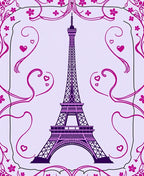 Purple Eiffel Tower Floral Swirl Rug