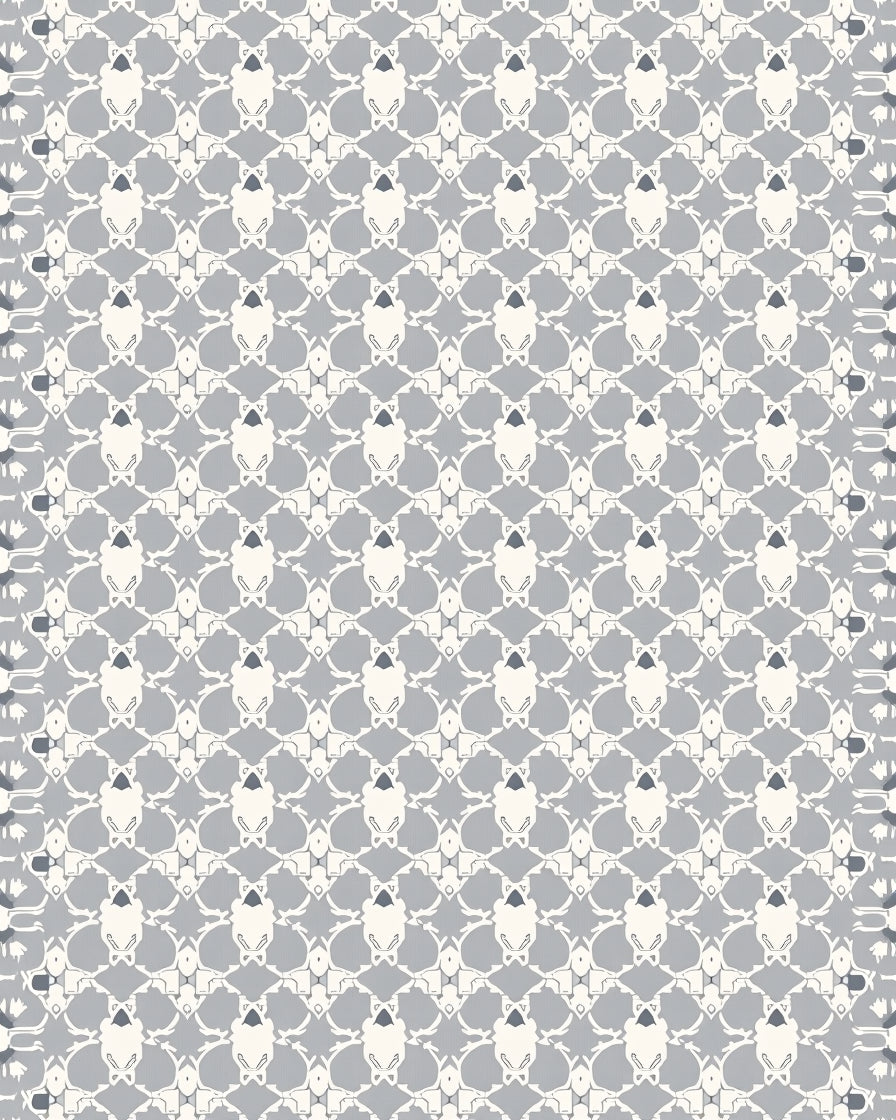 Pale Gray Lattice Organic Medallion Rug