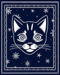 Dark Blue Snowfall Cat Face Rug