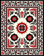Bold Red Floral Starburst Medallion Rug