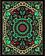 Bold Geometric Floral Medallion Rug