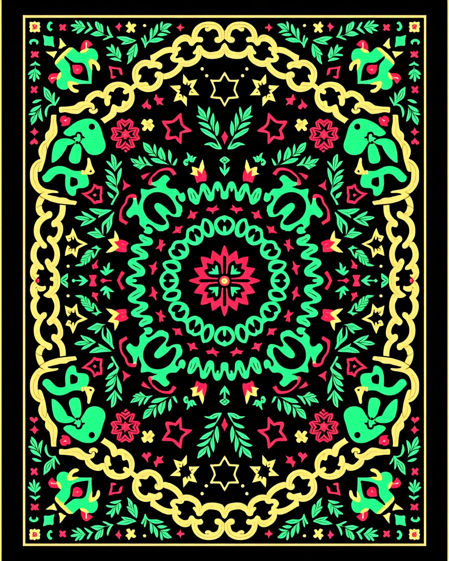 Bold Geometric Floral Medallion Rug