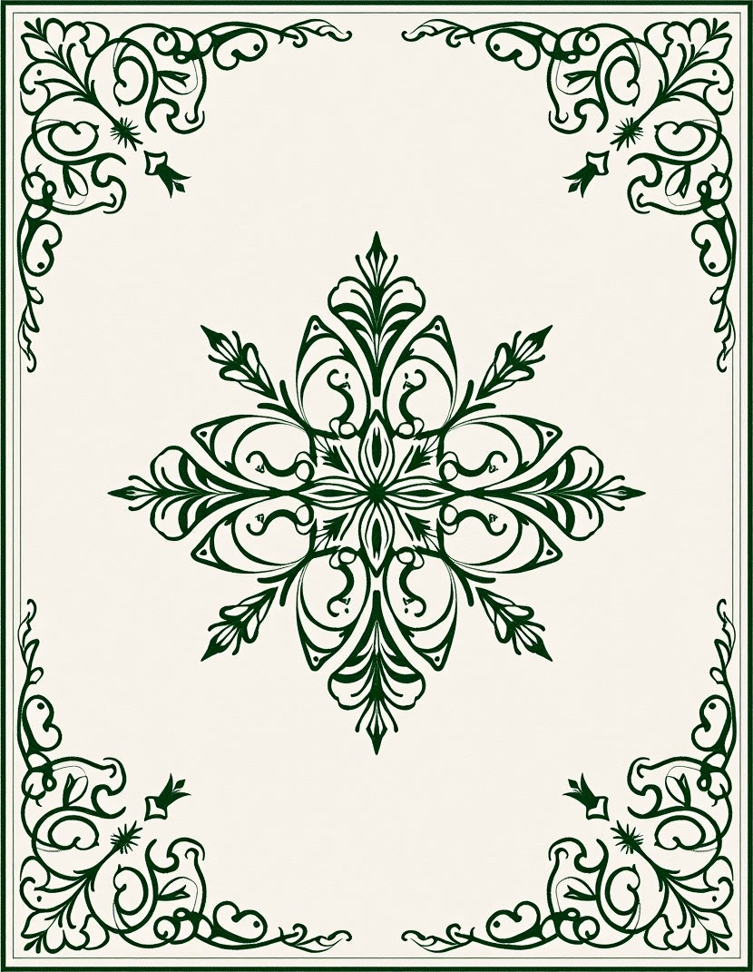 Dark Green Vintage Floral Medallion Rug