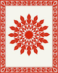 Bold Sunburst Bloom Border Art Rug