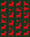 Red Reindeer Charm Festive Repeating Rug