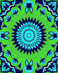 Vibrant Blue Green Floral Mandala Rug