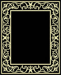 Ornate Cream Black Floral Border Rug