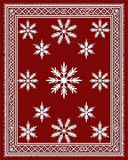 Deep Red Ice Crystal Border Rug