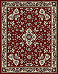 Rich Crimson Botanical Bloom Border Rug