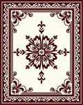 Dark Red Floral Medallion Border Rug