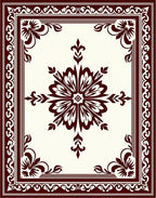 Dark Red Floral Medallion Border Rug