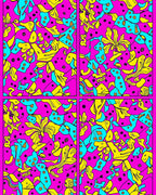 Vibrant Pink Yellow Teal Abstract Collage Rug