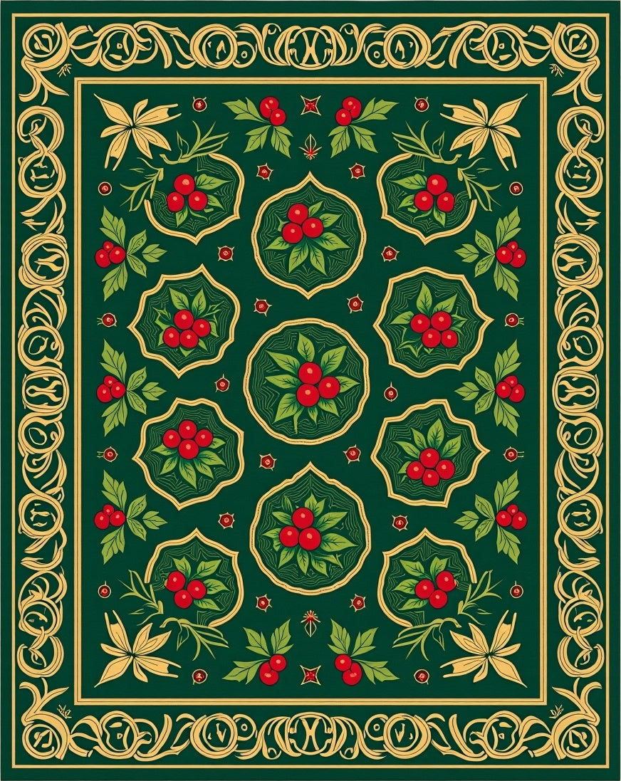 Emerald Scarlet Berry Ornamental Rug