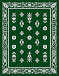 Classic Green White Floral Medallion Rug