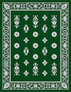 Classic Green White Floral Medallion Rug