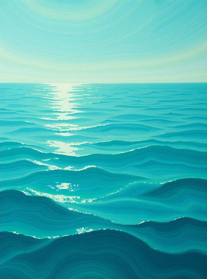 Turquoise Ocean Waves Sunlit Ripples Rug