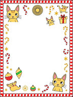 Festive Whimsical Cat Holiday Ornament Rug