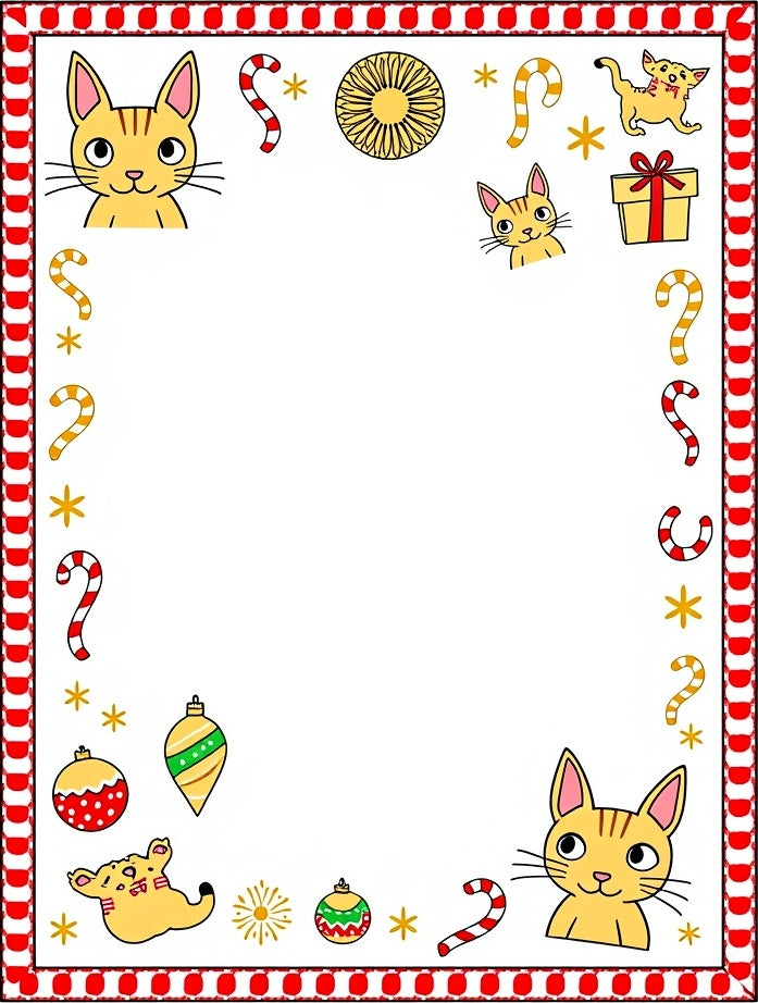 Festive Whimsical Cat Holiday Ornament Rug
