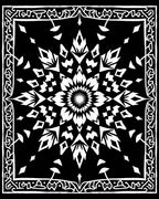 Black White Geometric Mandala Rug