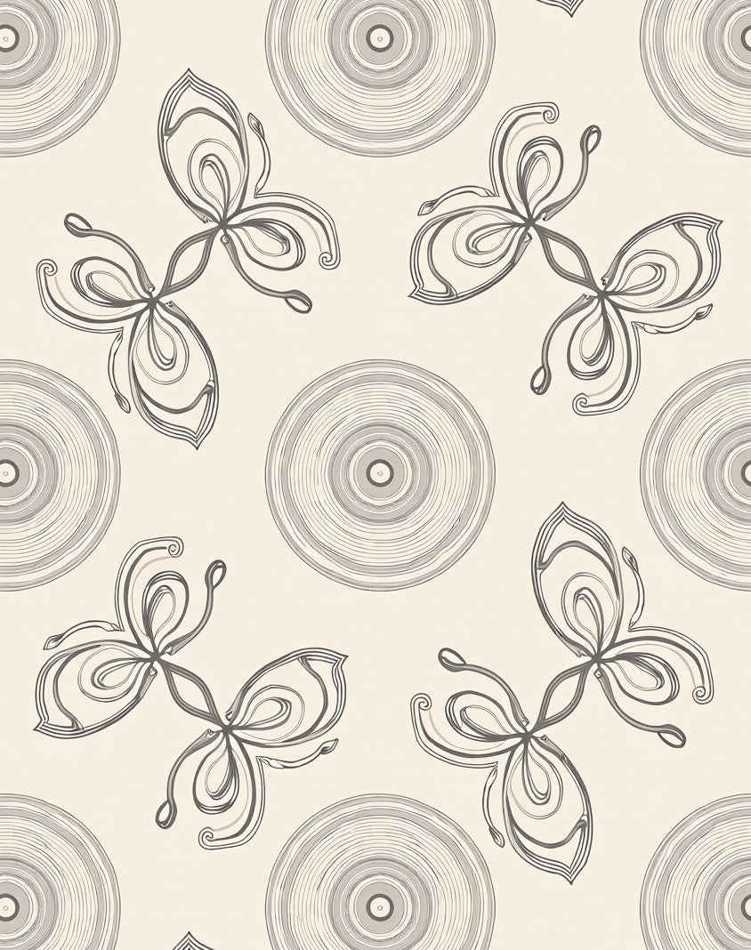 Gray Floral Medallion Swirl Rug