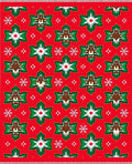 Festive Red Reindeer Holly Snowflakes Rug