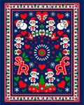 Festive Red Blue Santa Hearts Tannenbaum Rug