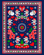 Festive Red Blue Santa Hearts Tannenbaum Rug
