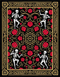 Dancing Skeletons Red Rose Scrollwork Rug