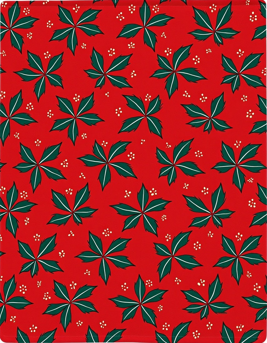 Festive Red Green Leafy Garlands Rug