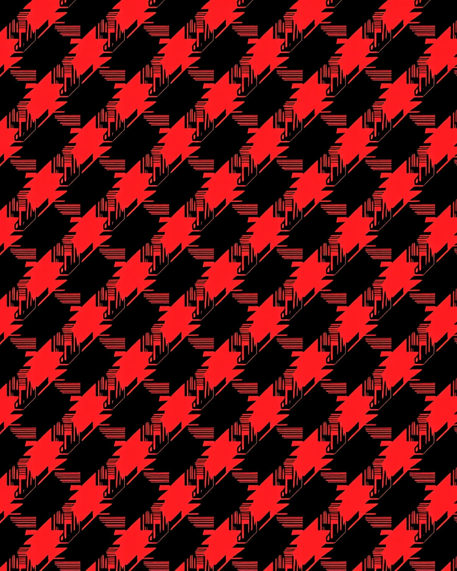 Bold Red Houndstooth Jagged Stripes Rug