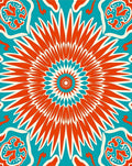 Orange Teal Mandala Sunburst Rug