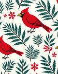Red Cardinal Green Fern Christmas Bloom Rug