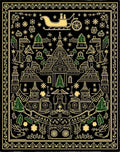 Vintage Black Gold Village Sleigh Rug